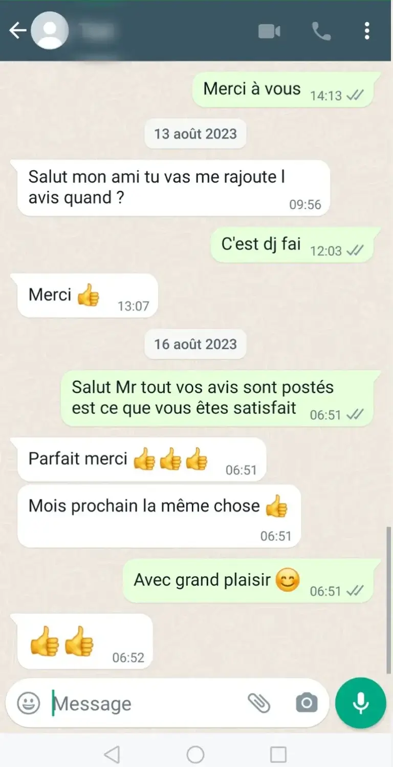 Screenshot van een tevreden klant op Google