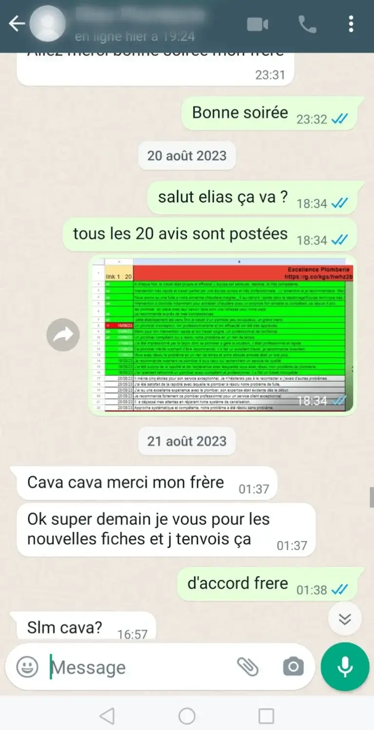 Resultaat klant na bestelling van recensies op Google Maps